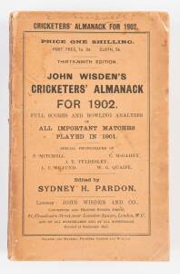 "Wisden Cricketers' Almanack for 1902", original paper wrappers. Fair/Good condition.