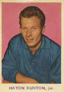 1963 Scanlens "Footballers" No.7 Haydn Bunton Jnr (Swan Districts). G/VG.