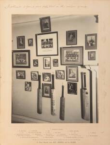 BILL HOWELL, photograph of cricket memorabilia, titled "A Xmas Greeting from Bill Howell and his Mamie", size 36x46cm. [Bill Howell played 18 Tests for Australia 1898-1904].