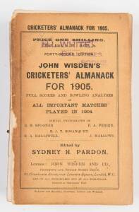 "Wisden Cricketers' Almanack for 1905", original paper wrappers. Fair/Good condition (spine loose).