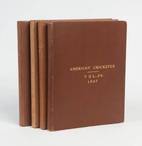 "The American Cricketer" magazine, issues for 1907-10 in four bound volumes [Philadelphia, 1907-10]. Good condition. 