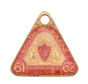 SOUTH MELBOURNE CRICKET CLUB, membership badges for 1908-09, 1909-10, 1948-49 & 1961-62.