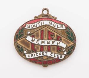 SOUTH MELBOURNE CRICKET CLUB, Life Member badge No.30.