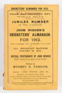 "Wisden Cricketers' Almanack for 1913", original paper wrappers. Fair/Good condition.