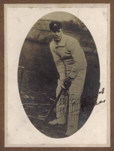 VICTOR TRUMPER, photographic souvenir from the Victor Trumper Testimonial Match, with facsimile autograph.