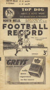 1945-49 "Football Record"s, comprising 1945 NM v Geelong; 1948 NM v Fitzroy; 1949 Richmond v&nbsp;NM, 1949 NM v Melbourne, 1949 Geelong v NM & 1949 NM v Carlton. Fair/G condition.