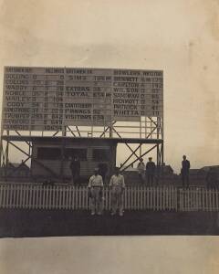 1913-14 AUSTRALIAN TOUR TO NEW ZEALAND: Photograph album signed & endorsed "Best Wishes from Colin McKenzie", containing 10 original photographs from the tour (each about 9x12cm). {In one of these matches Victor Trumper played what old-timers consider the