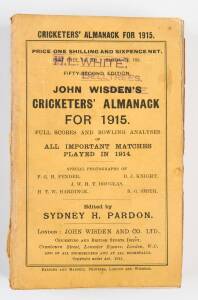 "Wisden Cricketers' Almanack for 1915", original paper wrappers. Fair/Good condition.