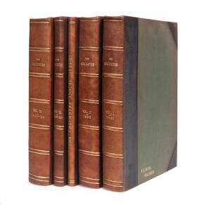 "The Cricketer" magazine, edited by P.F.Warner [London, 1921-24] in five bound volumes - Volume I Nos.1-22; Volume II Nos.1-22; Volume III 1922-23 Annual (2) & Nos.1-4; Volume IV Nos 1-18 weekly, 1923-24 Annual & Oct.23-Apr.24 monthly. Fair/Good condition