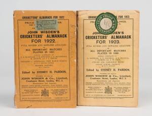 "Wisden Cricketers' Almanack" for 1922 & 1923. Both with original paper wrappers. Fair/Good condition.