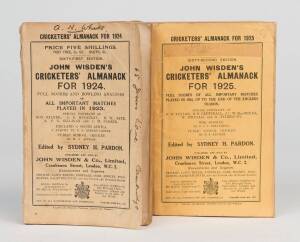 "Wisden Cricketers' Almanack" for 1924 & 1925. Both with original paper wrappers. Fair/Good condition.