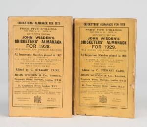 "Wisden Cricketers' Almanack" for 1928 & 1929. Both with original paper wrappers. Fair/Good condition.