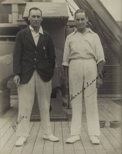 JACK HOBBS & HERBERT SUTCLIFFE, both signatures on nice photograph, window mounted, framed & glazed, overall 38x45cm.