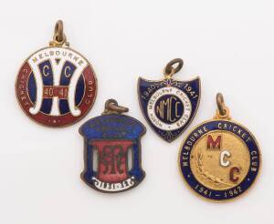 MELBOURNE CRICKET CLUB, membership badges for 1931-32, 1940-41 & 1941-42; plus North Melbourne Cricket Club badge for 1940-41.