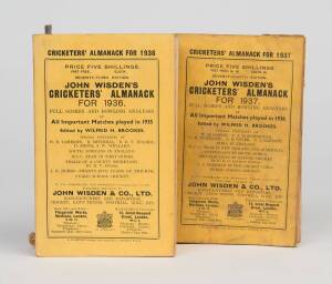 "Wisden Cricketers' Almanack" for 1936 & 1937. Both with original paper wrappers. Fair/Good condition.