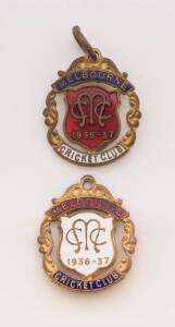 MELBOURNE CRICKET CLUB, 1936-37 membership badges, made by Bentley, Full member No.2147 & Country member No.649.