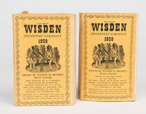 "Wisden Cricketers' Almanack" for 1938 & 1939. Both with limp yellow covers. Fair/Good condition.