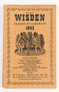 "Wisden Cricketers' Almanack for 1943" , buff linen covers. Good condition. Scarce wartime issue.