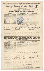 DON BRADMAN'S LAST TEST MATCH, scorecard from 5th Test at Kennington Oval.