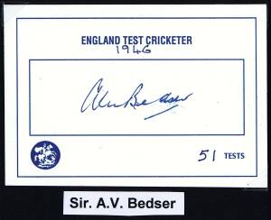 INTERNATIONAL TEST CRICKETERS: Signed 'Test Player' cards, c1931-2010, noted Sir Alec Bedser, Mark Butcher, Rod Marsh, Mark Waugh, Michael Holding, Lance Gibbs, Alan Donald, Gary Kirsten, Harbhajan Singh, Sir Richard Hadlee, Walter Hadlee, Muttiah Muralit