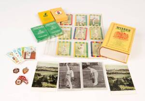 BALANCE OF CRICKET COLLECTION, noted South Melbourne Cricket Club membership badges for 1955-56 & 1960-61; cricket cards & playing cards (c250); cricket postcards (4); 1974 Wisden Cricketers' Almanack.