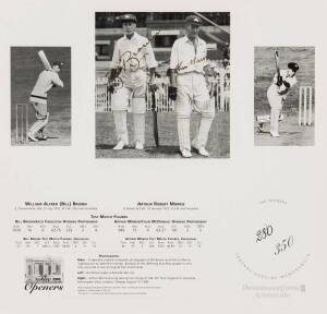 THE OPENERS, signed prints of Bill Brown & Arthur Morris; Bob Simpson & Bill Lawry; Geoff Marsh & David Boon; Mark Taylor & Michael Slayter; each numbered 280/350, each window mounted, framed & glazed, each overall 44x42cm. With CoAs.