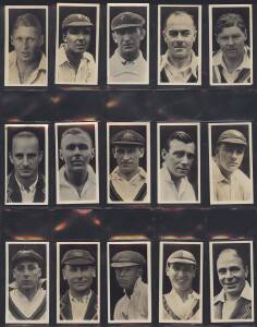 c1928-98 cricket cards in album, noted 1928 Major Drapkin "Australian and English Test cricketers" [40]; 1999 Top Draw "One Day Wonders" [30] plus "Nasser Hussain Signature Card" & "Centre-piece Card". Mainly G/VG.