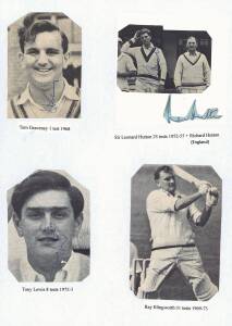 ENGLAND CAPTAINS: Signed pictures mounted on leaves, noted Sir Leonard Hutton, Peter May, Colin Cowdrey & Andrew Strauss.