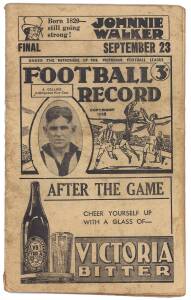 1939 "Football Record", Preliminary Final - Collingwood v St.Kilda. Fair/Good condition.