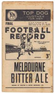 1946 "Football Record"s, 2nd Semi Final, Semi Final Replay & Preliminary Final - Melbourne v Collingwood. Fair/Good condition.