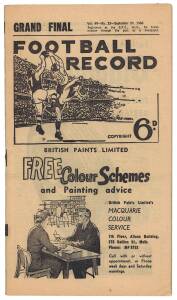 1960 "Football Record"s, 1st Semi (Coll v Ess); Final (Coll v Fitz); Grand Final - Melbourne v Collingwood. Fair/Good condition.