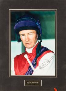 HORSE RACING MEMORABILIA, noted English Derby chess set; signed photo of Mick Dittman; unsigned photo of Bart Cummings with Saintly.