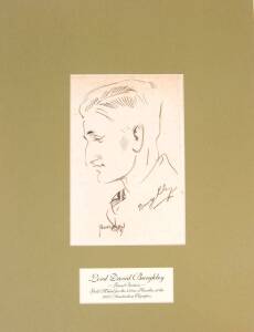 "Lord Burghley", caricature by Bernard von Ulymen, signed by the athlete & artist, in a window mount with caption, overall 27x35cm. [Burghley won the gold medal in 400m hurdles at 1928 Olympics - immortalised in the movie "Chariots of Fire"].