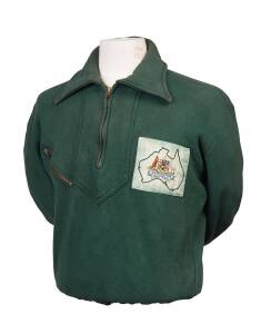 1952 HELSINKI OLYMPICS: Australian tracksuit top & pants, the top with badge showing Australian Coat-of-Arms inside map of Australia, and letters "AUSTRALIA" on reverse. Fair/Good condition. Ex Bevan Scott, who competed in freestyle wrestling.