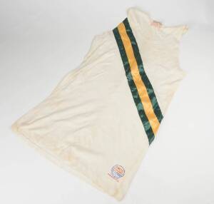 1956 MELBOURNE OLYMPICS: Australian running uniform, white singlet with diagonal green/gold/green stripes (missing cloth badge in shape of Australia). 