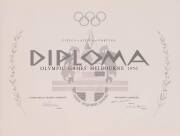 DIPLOMA: "Diploma, Olympic Games Melbourne 1956", unused, with printed signatures of Avery Brundage, Robert Menzies & W.S.Kent-Hughes, size 58x44cm. Condition A+.