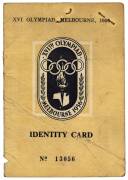 IDENTITY CARD: "XVI Olympiad, Melbourne, 1956/ Identity Card/ No.13056" issued to wrestling Official B.A.Scott; together with 1952 letter to B.A.Scott on Australian Olympic Federation letterhead advising that he has been selected for the 1952 Australian O