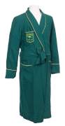 1964 TOKYO OLYMPICS: Australian team dressing gown, green with yellow piping and badge "Australia/ (kangaroo)/ Tokyo 1964/ (Olympic rings)". Good condition.