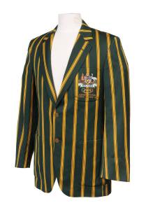 1980 MOSCOW OLYMPICS: Australian Blazer, candy stripes, with embroidered Australian Coat-of-Arms, Olympic Rings & "ADMINISTRATION/ OLYMPIC GAMES 1980" on pocket. Good condition. Ex Bob Hemery, Rowing manager.