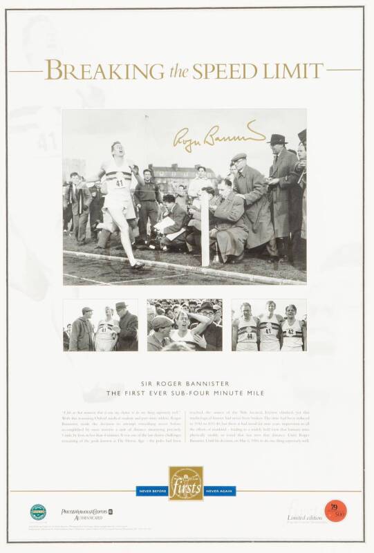 ATHLETICS, signed displays including "Wings On Their Heels - Sprint Champions of the 50's" signed by Betty Cuthbert, Marjorie Jackson & Shirley Strickland; "Breaking the Speed Limit" signed by Sir Roger Bannister; "2000 Australian Olympic Team" signed by