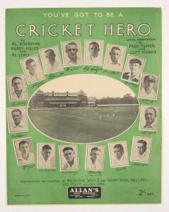 SONG SHEET, "You've Got To Be A Cricket Hero" (1933), with photos of Australian players on front.