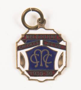 MELBOURNE CRICKET CLUB, 1935-36 membership badges, made by Bentley, Full member No.1443 & Country member No.235.