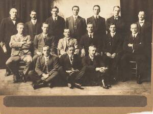 1911-12 NSW TEAM, team photograph, with players names on mount (including Victor Trumper). Mount damaged, though photograph fine.  