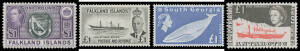 Massive Scott album with Falkland Islands 1935-87 issues complete, then to 2006 largely complete including M/Ss & Postage Dues to £5; Falklands Dependencies virtually complete (Thin Maps 2½d only); South Georgia 1963-87 issues complete; South Georgia & Sa