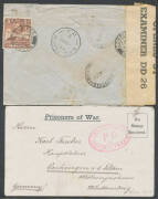 Malta postal history with WWI POW covers with boxed 'FREE/FROM/PRISONER/OF WAR' h/s or oval types Numbers 2 3 & 4, then KGVI frankings to NSW mostly registered including four censored WWII items, 1948 with 2d x2 & 2/6d plus 'BUY/A MALTA GOVT/LOTTERY TICKE - 2