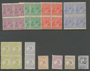 Large foam carton of collection remainders including world accumulation on piece plus a few covers, some useful mint Australia including Third Wmk Roos 3d block of 4, 6d blue pair, 9d & 2/- brown and KGV Single Wmk 1½d green, 2d scarlet & 4d blue blocks o