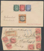 A real mixed bag with Colombia revenues to $20 with small puncture & 'SPECIMEN' Overprint (15 + 6 blocks of 4); 'BECHUANALAND/PROTECTORATE' KEVII Revenues 2/6d with postal cds; a very scrappy group of pre-1901 South African covers including internal & reg