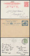 Consignment remainders with many better covers including Australia 1d Engraved on PPC, NSW PPC with 'TRAVELLING PO No 3 WEST' cds, Swedish PPC with 1909 Art Industries Label (fault), etc, Postal Stationery including Australia KGV 1d red Postal Card with ' - 5