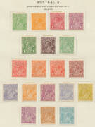 Collection on American pages with Kangaroos First Wmk to 1/-, Second Wmk 2d 2½d 6d & 1/-, Third Wmk to 2/- brown & 2/- maroon plus 2½d with the Watermark Inverted, 6d brown with Broken Leg & 1/- with the Watermark Sideways, and SMult Wmk to 2/-; Engraved - 2