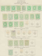Collection on American pages with Kangaroos First Wmk to 1/-, Second Wmk 2d 2&frac12;d 6d & 1/-, Third Wmk to 2/- brown & 2/- maroon plus 2&frac12;d with the Watermark Inverted, 6d brown with Broken Leg & 1/- with the Watermark Sideways, and SMult Wmk to 2/-; Engraved - 5